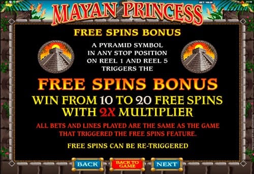 Фриспины в онлайн игре Mayan Princess